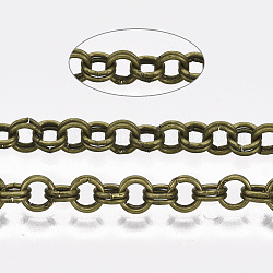 Роло железа цепи, двойные цепи ссылка, несварные, с катушкой, античная бронза, ссылка: 4x0.6 mm, около 164.04 фута (50 м) / рулон