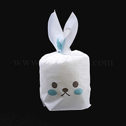 Bolsas de dulces de plástico kawaii bunny, bolsas de orejas de conejo, bolsas de regalo, dos lados impresos, cian oscuro, 18x10 cm