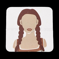Quadratische Ohrring-Grafikkarte aus Papier mit Mädchendruck, Schmuck-Display-Karte zur Aufbewahrung von Ohrringen, Bräune, 4x4x0.05 cm, Bohrung: 2 mm