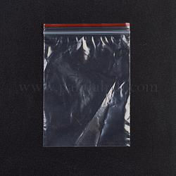 プラスチックジップロックバッグ  再封可能な包装袋  トップシール  セルフシールバッグ  長方形  レッド  10x7cm  片側の厚さ：1.8ミル（0.045mm）  100個/袋