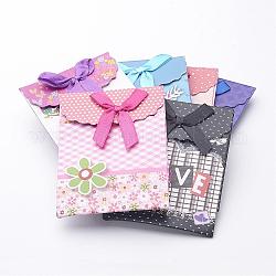 Bolsas de regalo de papel pequeñas, paquetes de san valentin, Rectángulo con bowknot, color mezclado, 105x75mm