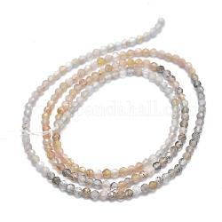 Brins de perles naturelles multi-pierre de lune, facette, ronde, 3mm, Trou: 0.5mm, Environ 131 pcs/chapelet, 15.55 pouce (39.5 cm)