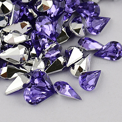 Garment Accessories Pointed Back Taiwan Acrylic Rhinestone Cabochons, Faceted Teardrop, Blue Violet, 6x4x3mm