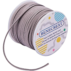 Benecreat Cordón de gamuza sintética de 3 mm para fabricación de joyas Cordón de cuero sintético de gamuza plana de micro fibra de encaje, gris)