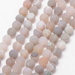 Fili di perle di agata naturale di geode druzy, smerigliato, tondo, tinti e riscaldato, grado a, tan, 10mm, Foro: 1 mm, circa 37pcs/filo, 15 pollice
