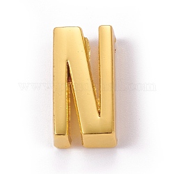 Charms silde in lega,  cadmio& piombo libero, oro, lettera n, 20.5x11x6.5mm, Foro: 3x18 mm
