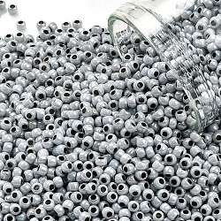 Toho perles de rocaille rondes, Perles de rocaille japonais, (820) perle de Ceylan grise doublée noire, 11/0, 2.2mm, Trou: 0.8mm, environ 5555 pcs/50 g