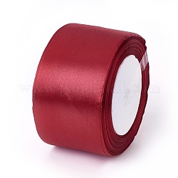 Ruban de satin à face unique, Ruban de polyester, rouge foncé, 2 pouce (50 mm), environ 25yards / rouleau (22.86m / rouleau), 100yards / groupe (91.44m / groupe), 4 rouleaux / groupe