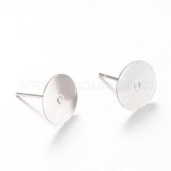 304 Stainless Steel Stud Earring Findings, Stainless Steel Color, 6mm, Pin: 0.8mm