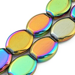 Vollplattierte galvanische Glasperlenstränge, Oval, Farbig, 17x13.5x4.5 mm, Bohrung: 1.2 mm, ca. 37 Stk. / Strang, 24.80 Zoll (63 cm)