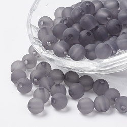 Perline acrilico trasparente, tondo, smerigliato, grigio, 4mm, Foro: 1 mm, circa 1400pcs/50g