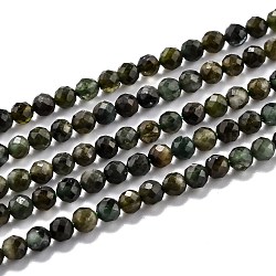 Natural Green Tourmaline Beads Strands, Faceted, Round, 4mm, Hole: 0.6mm, about 96pcs/strand, 15.35 inch(39cm)
