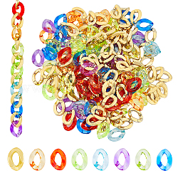 Superfindings anelli di collegamento in plastica acrilica e ccb, connettori a collegamento rapido, per la fabbricazione di catene di cordoli per gioielli, twist, colore misto, 22.5~23x16~17x4.5mm, diametro interno: 6.5~7x13~13.5mm, 280pcs/scatola