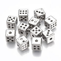 CCB Plastic Beads, No Hole/Undrilled, Dice, Antique Silver, 8x8x8mm, about 855pcs/500g