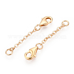 Brass Cable Chain Chain Extender, End Chains with Lobster Claw Clasps, Real 18K Gold Plated, 30x2mm