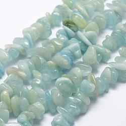 Natural Aquamarine Beads Strands, Nuggets, Medium Aquamarine, 10~20x4~8mm, Hole: 1mm, 15.3 inch(39cm)