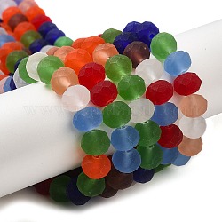 Chapelets de perles en verre transparente  , facette, mat, rondelle, couleur mixte, 10mm, Trou: 1mm