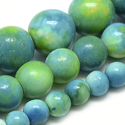 Chapelets de perle en jade d'un océan blanc synthétique, teinte, ronde, turquoise foncé, 12mm, Trou: 1.5mm, Environ 33 pcs/chapelet, 16.3 pouce