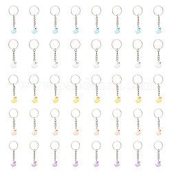 DICOSMETIC 40Pcs 5 Colors Duck Keychain 28mm Keyring with Chain and Little Resin Duck Pendants Cute Duck Pendant Key Ring for Purse Handbags Decoration Birthday Party Supplies Gifts