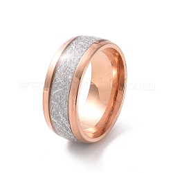 Кольцо с текстурой эмали, 201 украшение из нержавеющей стали для женщин, розовое золото , внутренний диаметр: 17 мм