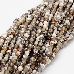 Chapelets de perles rondes en agate naturelle à facettes, teinte, chameau, 4mm, Trou: 1mm, Environ 92 pcs/chapelet, 15.3 pouce