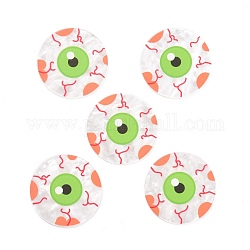 Acryl-Anhänger, für Halloween, flach rund mit Auge, Farbig, 38x2 mm, Bohrung: 1.5 mm