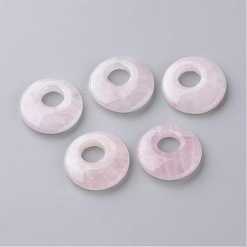 Pendentifs de quartz rose naturel, donut, 27~28x5.5~6mm, Trou: 10mm