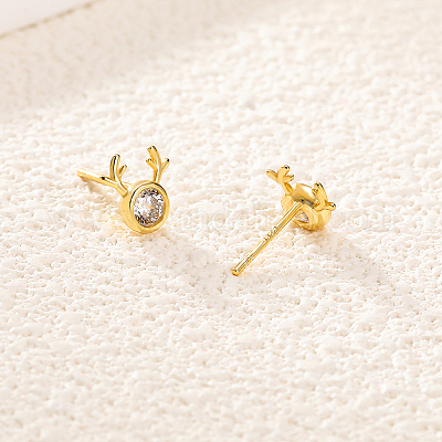 925 серебряные серьги-гвоздики в виде оленя с цирконием для повседневной носки у женщин UB8574-1