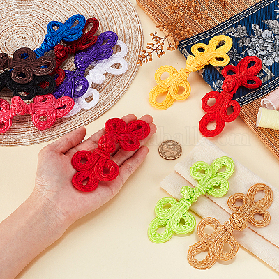 24 пара 12-х цветных китайских пуговиц-узлов ручной работы в виде лягушки DIY-GA0008-66-1