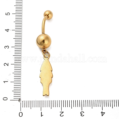 Кольца для живота с резными подвесками в виде штанги из нержавеющей стали 304 с кристаллами и стразами STAS-C147-18B-G-1