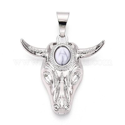 Подвески из латуни и синтетической бирюзы KK-T079-03B-P-1