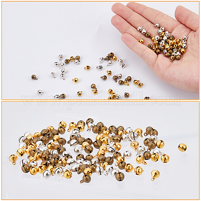 300 шт. 3-х цветные латунные подвески-колокольчики KK-FH0007-63-1