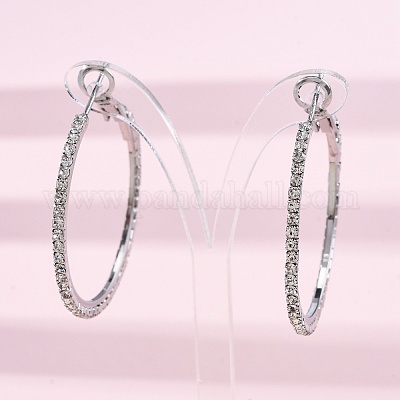 Латунные микро проложить серьги стержня кубического циркония EJEW-R025-32P-1