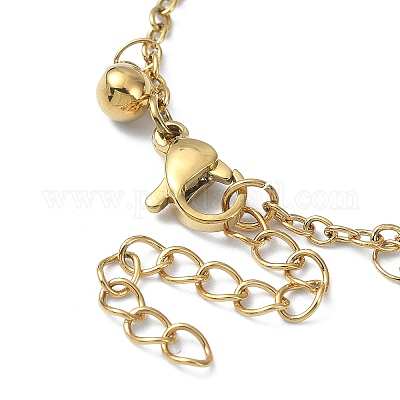 Ионное покрытие (ip) 304 нержавеющая сталь круглые шармы браслеты для женщин BJEW-D023-04G-1