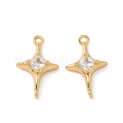 Латунные микропаве прозрачные подвески с фианитом KK-B160-30G-1