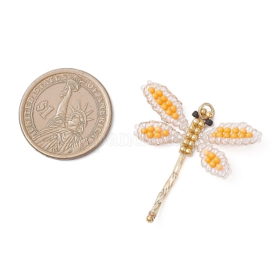 Подвески в виде стрекоз из стеклянных бусин PALLOY-MZ00983-02-1