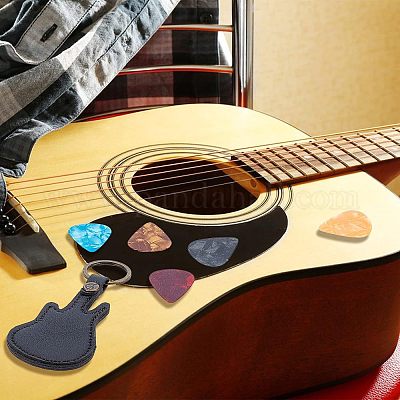 プラスチック製ギターピック10個 2 個の pu レザーギターキーホルダー