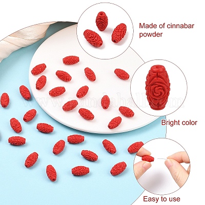 30 шт. резные бусины из киновари&nbsp;CARL-YW0001-01-1