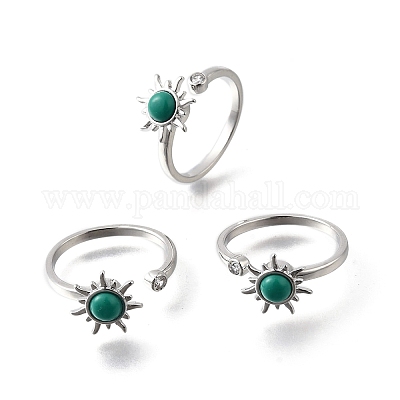 Открытые манжеты из латуни с цирконием для женщин RJEW-U056-01P-1