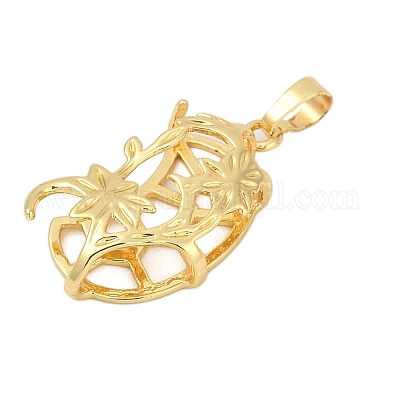 Подвеска в форме цветка из латуни с кабошоном KK-S521-05G-1