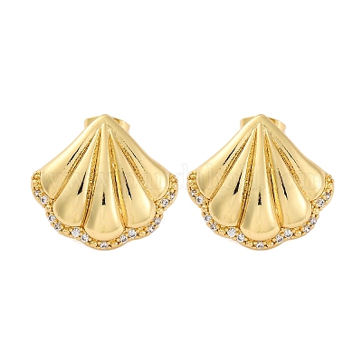 Серьги-гвоздики из латуни с микро-паве из прозрачного кубического циркония для женщин EJEW-C125-27A-G-1