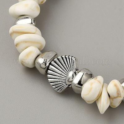 Браслеты на ногу из сплава и ракушек с бусинами для женщин&nbsp;AJEW-WH0596-281A-1