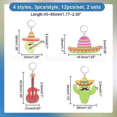 Cinco de mayo непрозрачные печатные акриловые подвесные маркеры петель с замком HJEW-AB00177-1