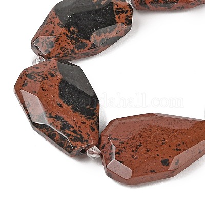 Натурального красного дерева обсидиана бисер нитей G-P548-B16-01-1