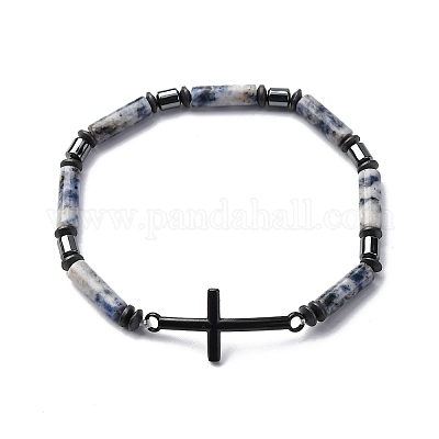 Браслеты из натуральной синей яшмы с бусинами BJEW-F493-03EB-1