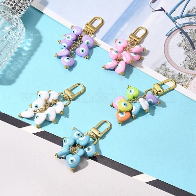 Подвеска из смолы в форме сердца со сглазом HJEW-JM01089-1