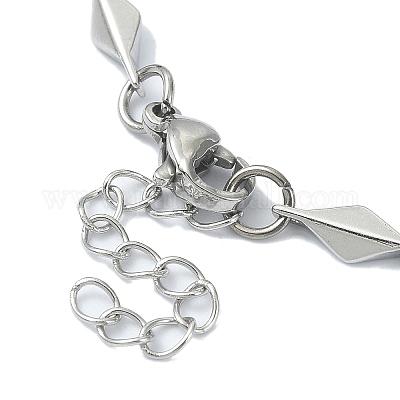 Браслеты-цепочки с ромбовидными звеньями из нержавеющей стали 304 BJEW-D023-02P-1