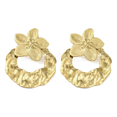 Серьги-гвоздики из нержавеющей стали 304 с цветочной тематикой для женщин EJEW-B110-04G-05-1