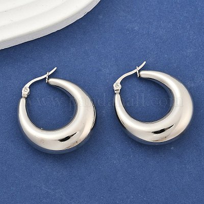 Массивные серьги-кольца из нержавеющей стали 304 EJEW-F280-06E-P-1