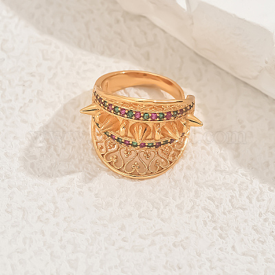 Геометрические полые латунные микропаве кубические цирконии регулируемые кольца для женщин GM7706-3-1